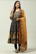 Black Cotton Anarkali Kurta Churidar Suit Set image number 0