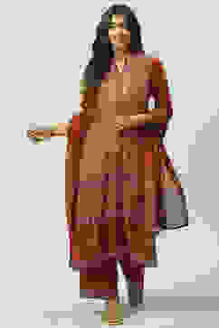 Rust LIVA Printed Palazzo Kurta Palazzo Suit Set image number 0