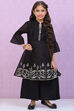 Black Art Silk Kalidar Printed Kurta Set