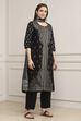 Black Poly Dupion Straight Suit Set image number 5