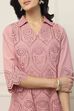 Dusky Pink Cotton Schiffli Straight Suit Set image number 1