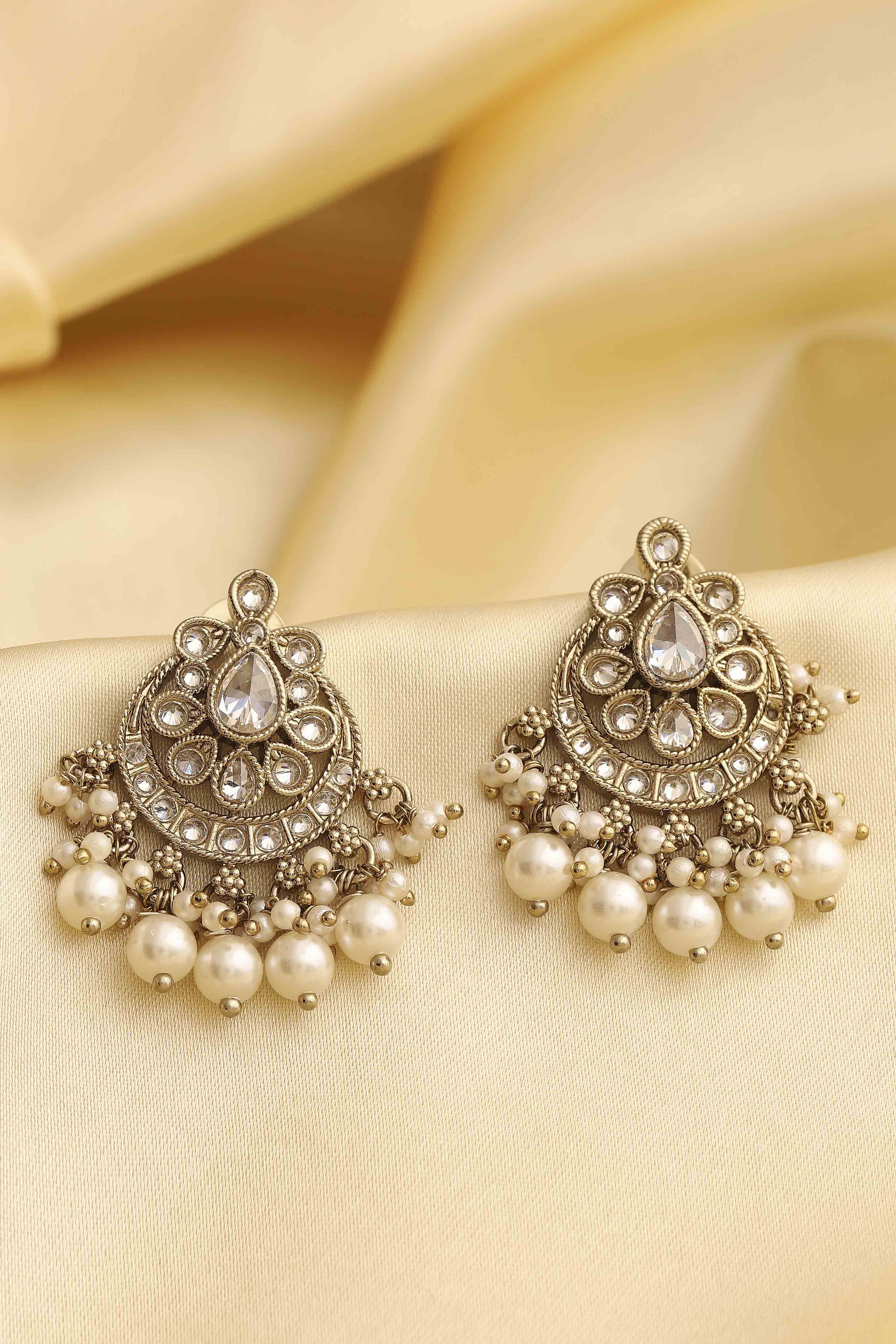 White Alloy Drop & Danglers image number 0