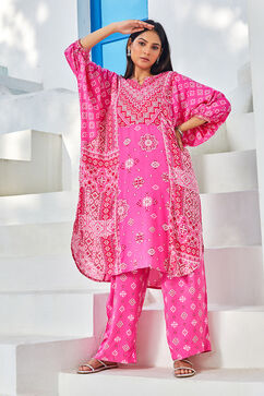 Fuchsia LIVA Straight Printed 2 Piece Set image number 0