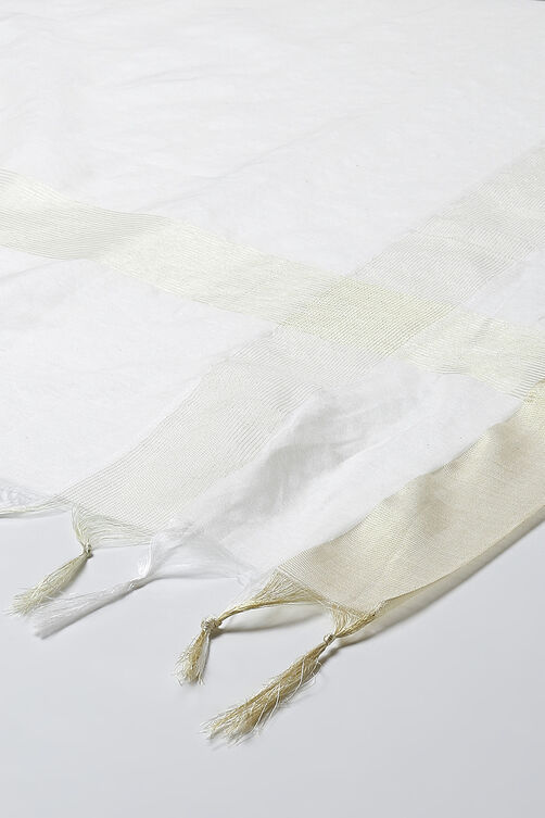 Off White Cotton Blend Dupatta image number 2