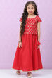 Red Art Silk Straight Lehenga Set image number 0