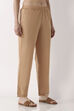 Beige Cotton Relaxed Dyed Pants image number 3