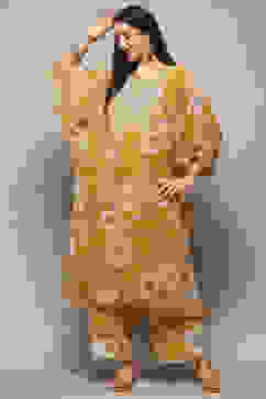 Yellow Polyester Straight Printed 2 Piece Set image number 0