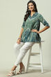 Teal LIVA Straight Printed Shirt image number 5