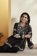Black Cotton Silk Floral Embroidered Kurti