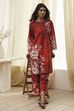 Rust Cotton Floral Straight Kurta Set image number 0