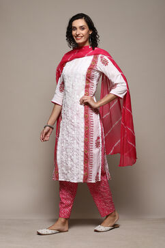 Pink Cotton Printed Unstitched Suit Set image number 6