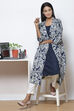 Indigo LIVA Flax Straight Printed Kurta with Jacket image number 0