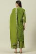Turquoise Printed Cotton Straight Suit Set image number 4
