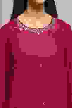 Pink Viscose Rayon Straight Dyed Kurta image number 1