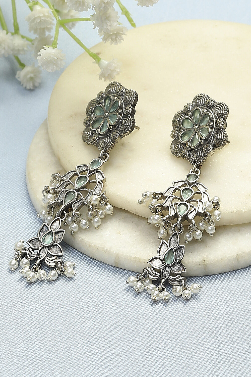 Mint Green Brass Drop & Danglers image number 0