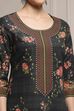 Black Cotton Printed Straight Kurta image number 1