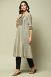 Beige & Black LIVA Straight Printed Kurta image number 2