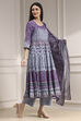 Lilac Cotton Printed Anarkali Suit Set image number 5