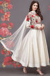 Ivory Cotton Silk Anarkali Yarndyed Suit Set image number 6