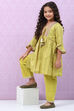 Olive Green Cotton A-Line Printed Kurta Set image number 0