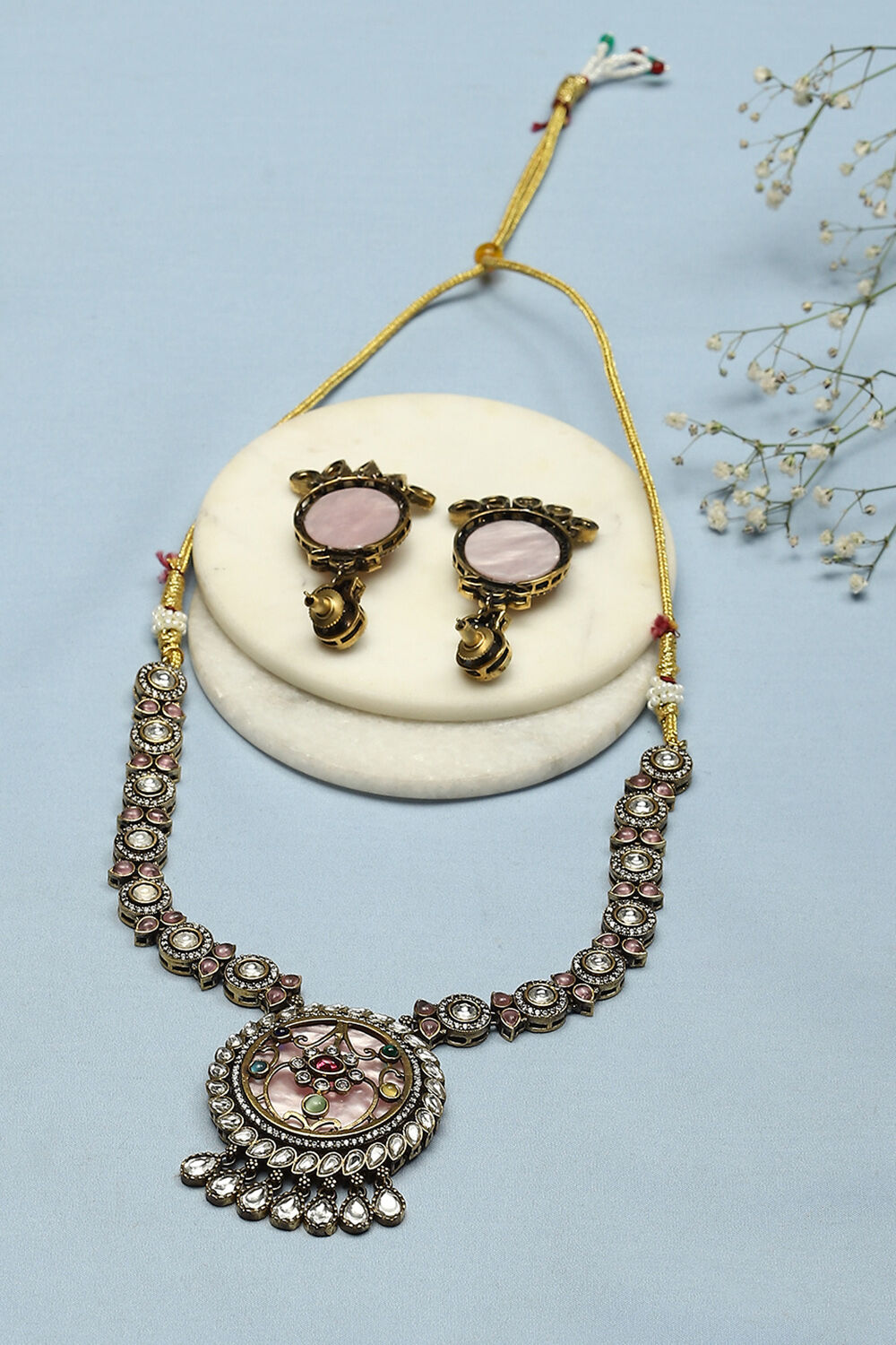 Light Pink Brass Necklace Set image number 2