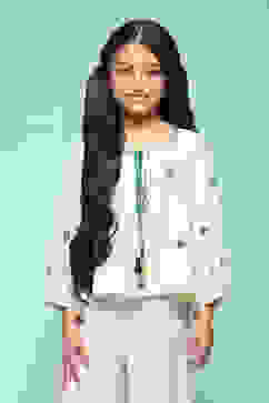 Off White Viscose Straight Solid Top image number 1