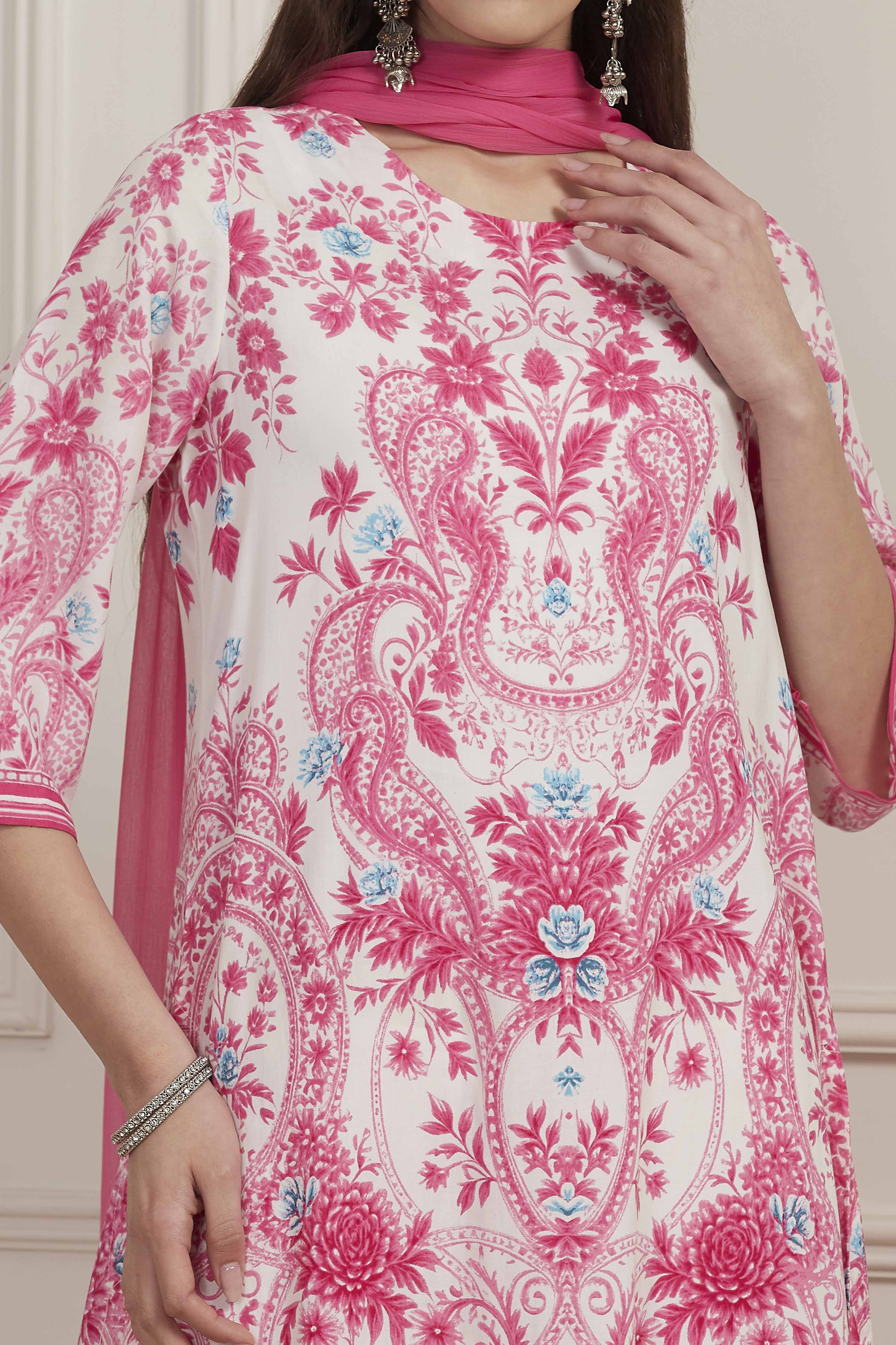 Blue Viscose Rayon Straight Suit Set image number 1