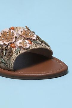 Brown Embroidered Sandals image number 1