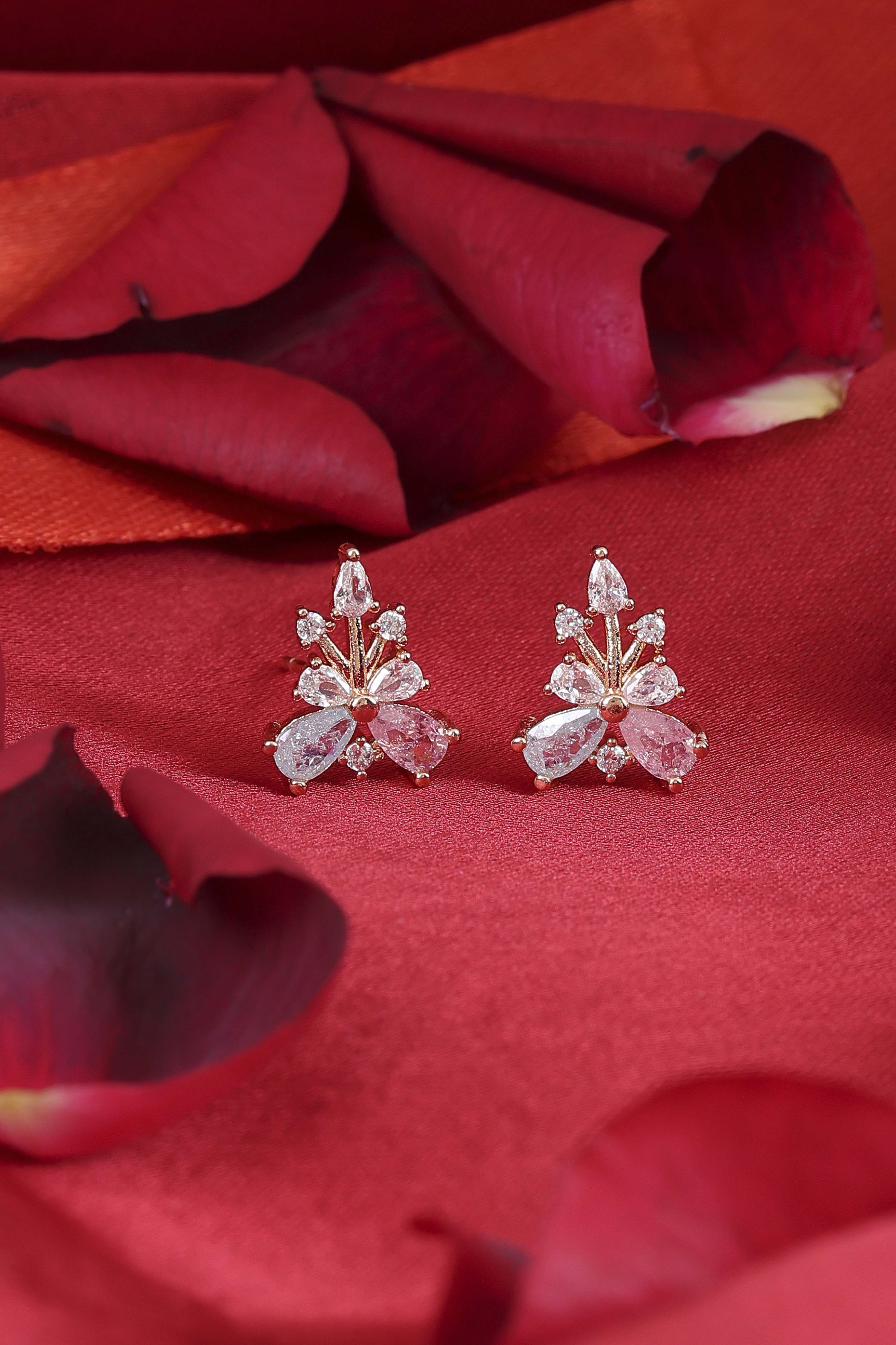 Multicolour Gold Plated Brass Stud Earrings image number 0