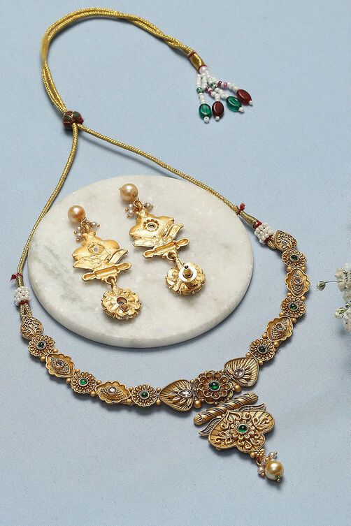 Gold Brass Necklace Set image number 2