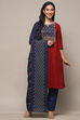 Maroon Cotton Unstitched Suit Set image number 8