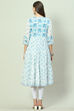 Blue Cotton Tiered Kurta image number 4