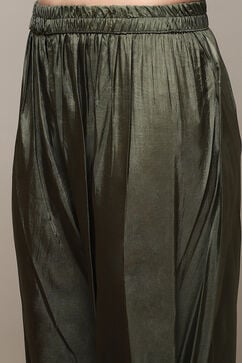 Metalic & Green Banarasi Silk Digital Print Unstitched Suit Set image number 3