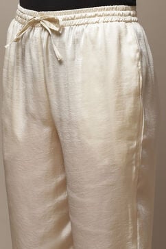 Off White Art Silk Solid Pants image number 5