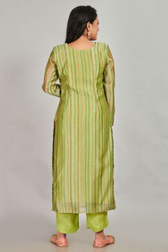 Green Cotton Blend Woven Unstitched Suit Set image number 7