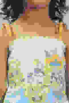 White Cotton Floral Printed Top and Pant Set image number 1