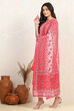 Pink Cotton Screen-Printed Unstitched Suit Set image number 4