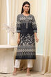 Black Cotton Straight Kurta image number 5