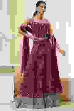 Burgundy Georgette Lehenga Set  image number 6