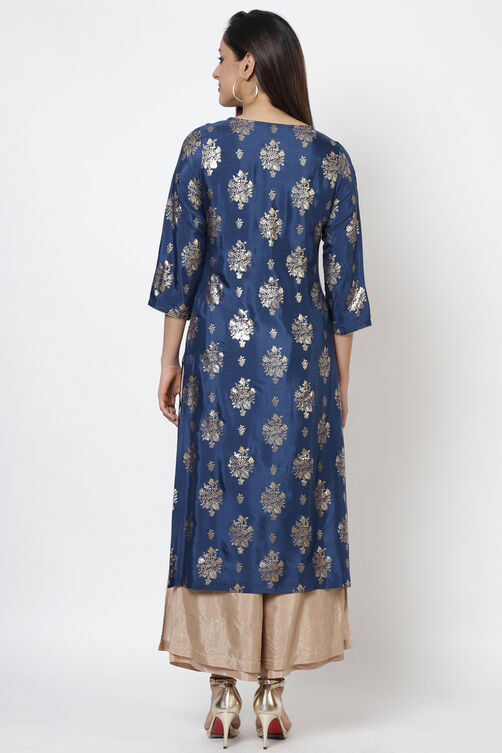 Navy Straight Kurta image number 4