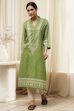 Green Cotton Printed Straight Kurta image number 5