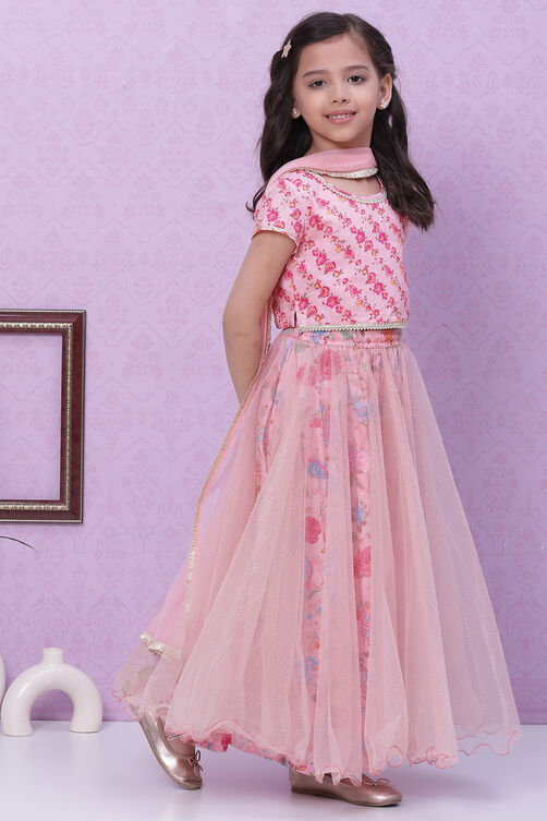 Pink Cotton Net Lehenga Set image number 6