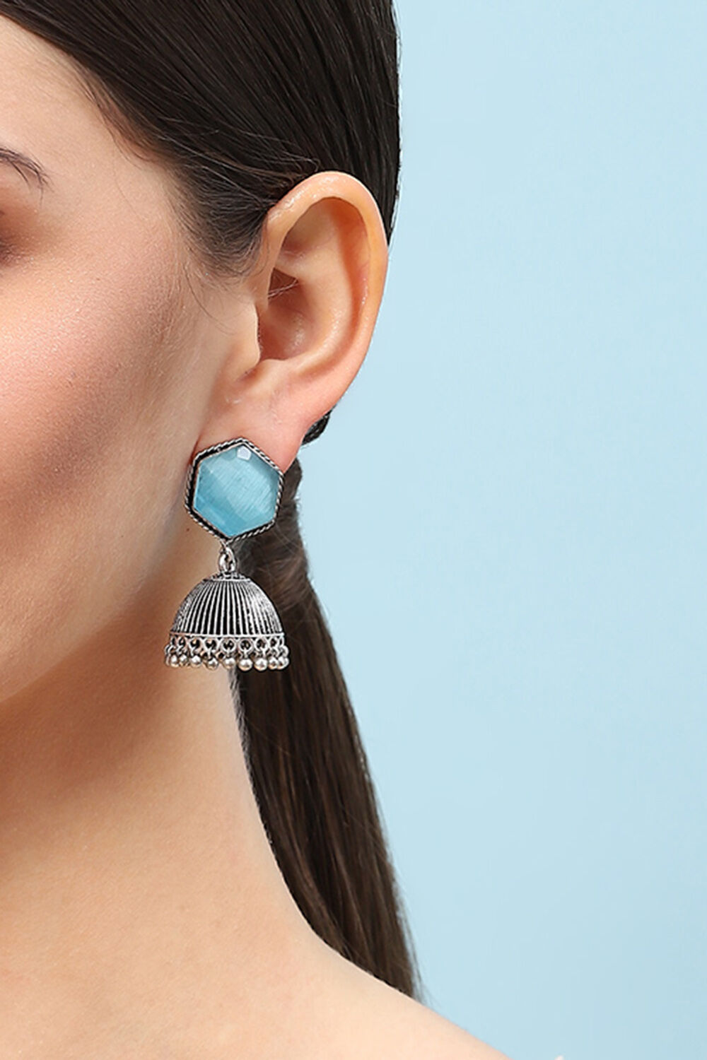 Blue Brass Earrings image number 1