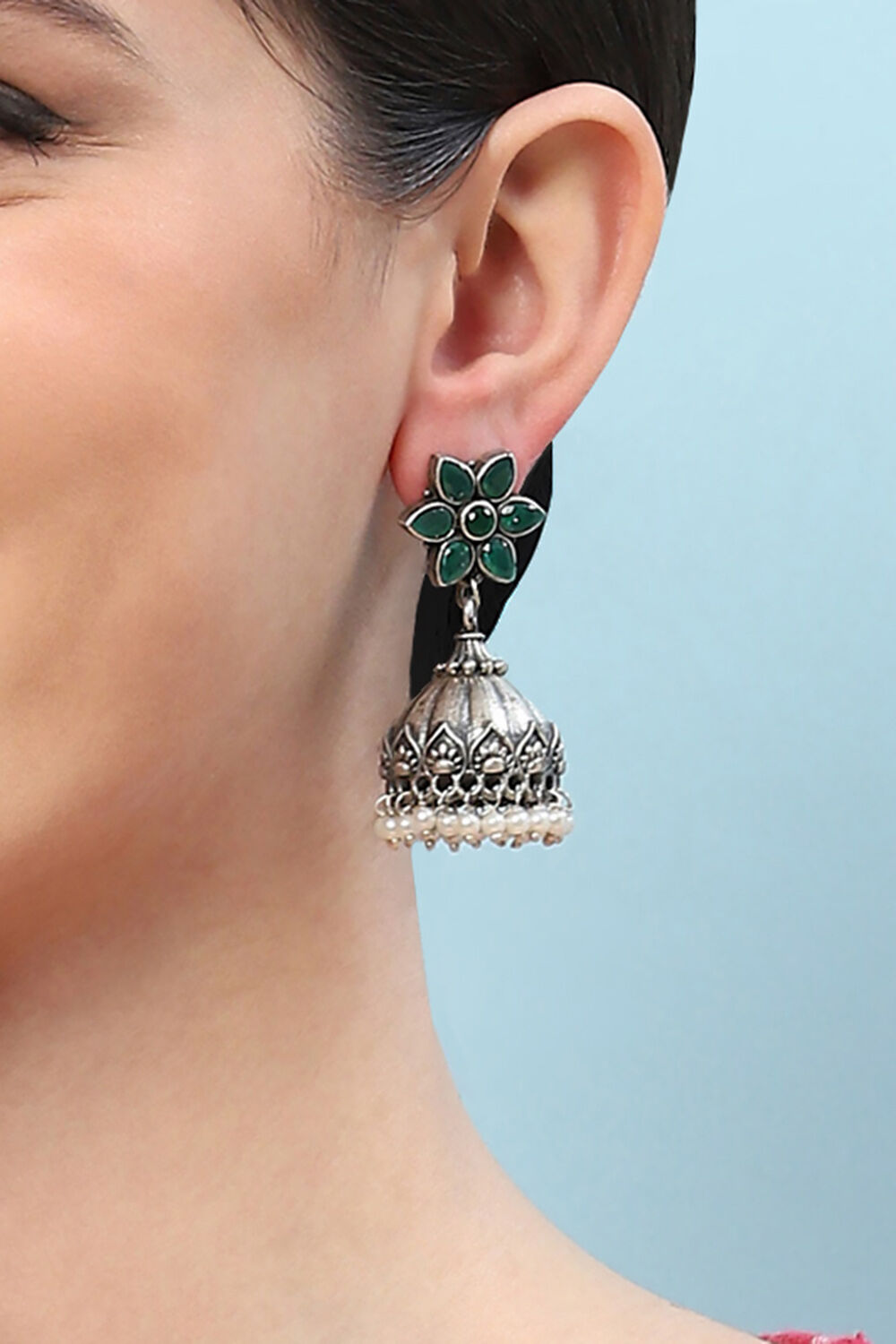 Green Brass Earrings image number 1