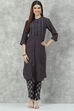 Navy Poly Viscose Printed Kurta Set image number 0