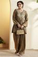 Green Metallic Yoke Design Kurta Set