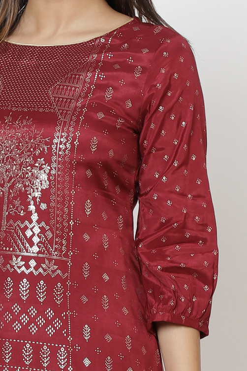 Black Viscose Straight Printed Kurta image number 1