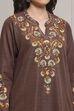 Brown Polyester Straight Yarndyed Kurta image number 1