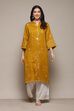 Mustard Poly Cotton Straight Yarndyed Kurta image number 0