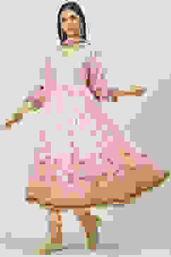 Pink Straight Kurta Churidar Suit Set image number 0